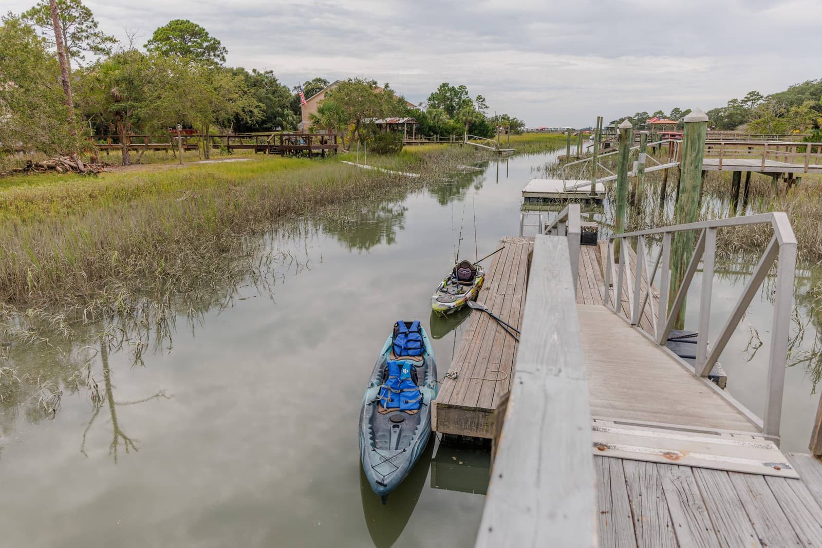 Dock with kayaks