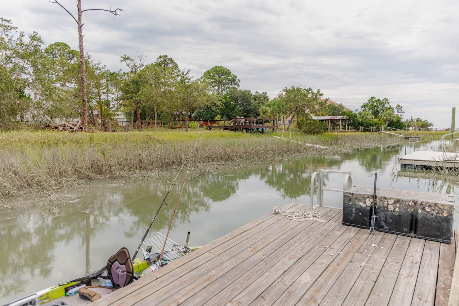 Fishing gear on the private dock