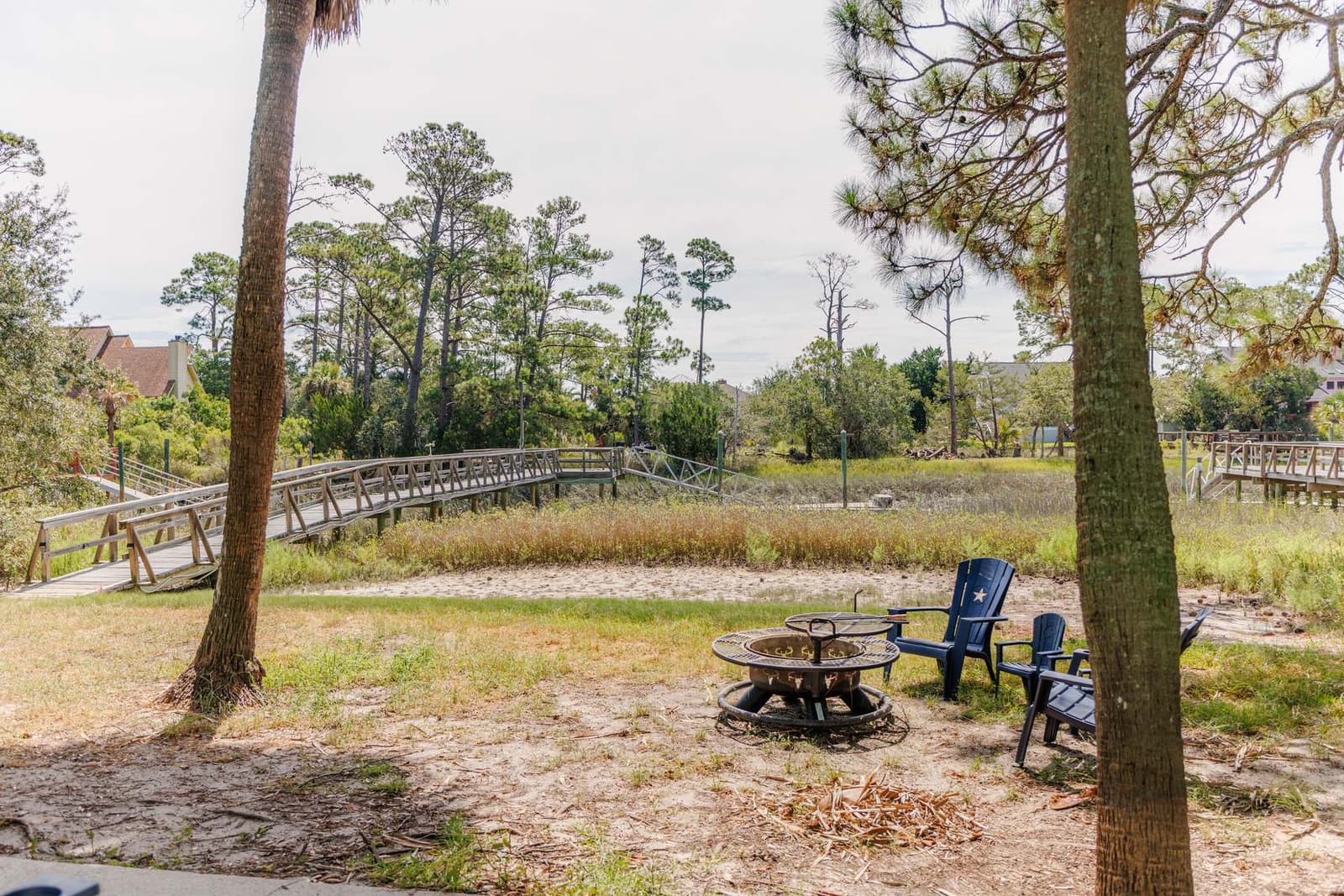 Backyard picnic area at the edge of the marsh